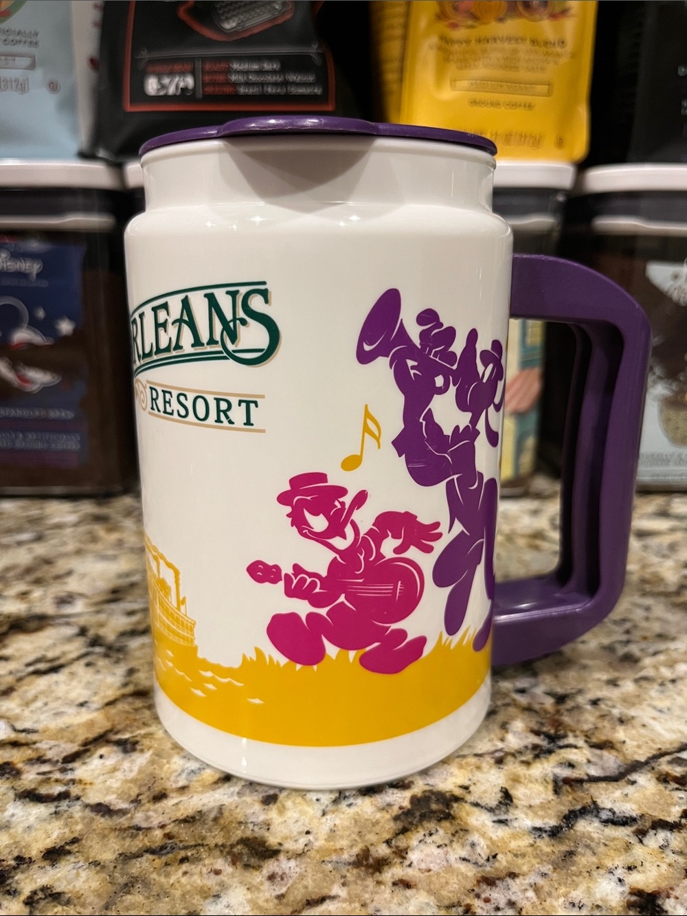 Disney Parks Port Orleans Resort Purple Handle Travel Mug